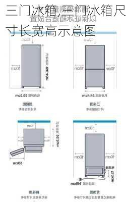 三门冰箱,三门冰箱尺寸长宽高示意图