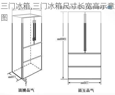 三门冰箱,三门冰箱尺寸长宽高示意图-第2张图片-求稳装修网