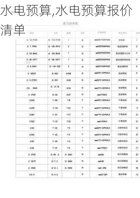 水电预算,水电预算报价清单