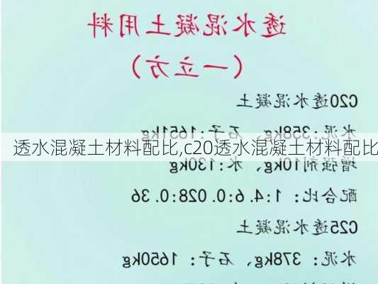 透水混凝土材料配比,c20透水混凝土材料配比-第2张图片-求稳装修网