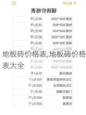 地板砖价格表,地板砖价格表大全-第2张图片-求稳装修网